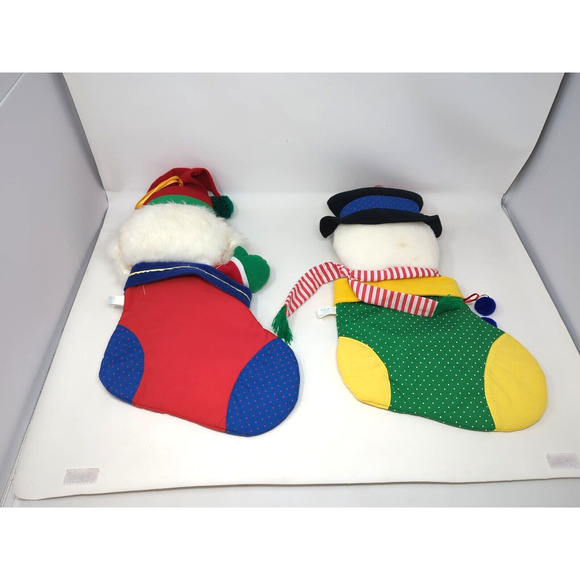 2 vintage Well Made Toy Happiness Aid Christmas Stocking Santa frosty snowman - Picture 4 of 6